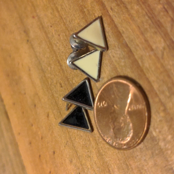 Black & White Triangle Studs| Set of Two - Picture 2 of 4